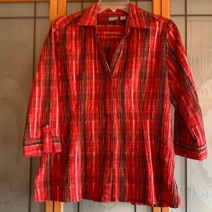 Beautiful button down V-Neck, 3/4 sleeve blouse. Wore once, good as new